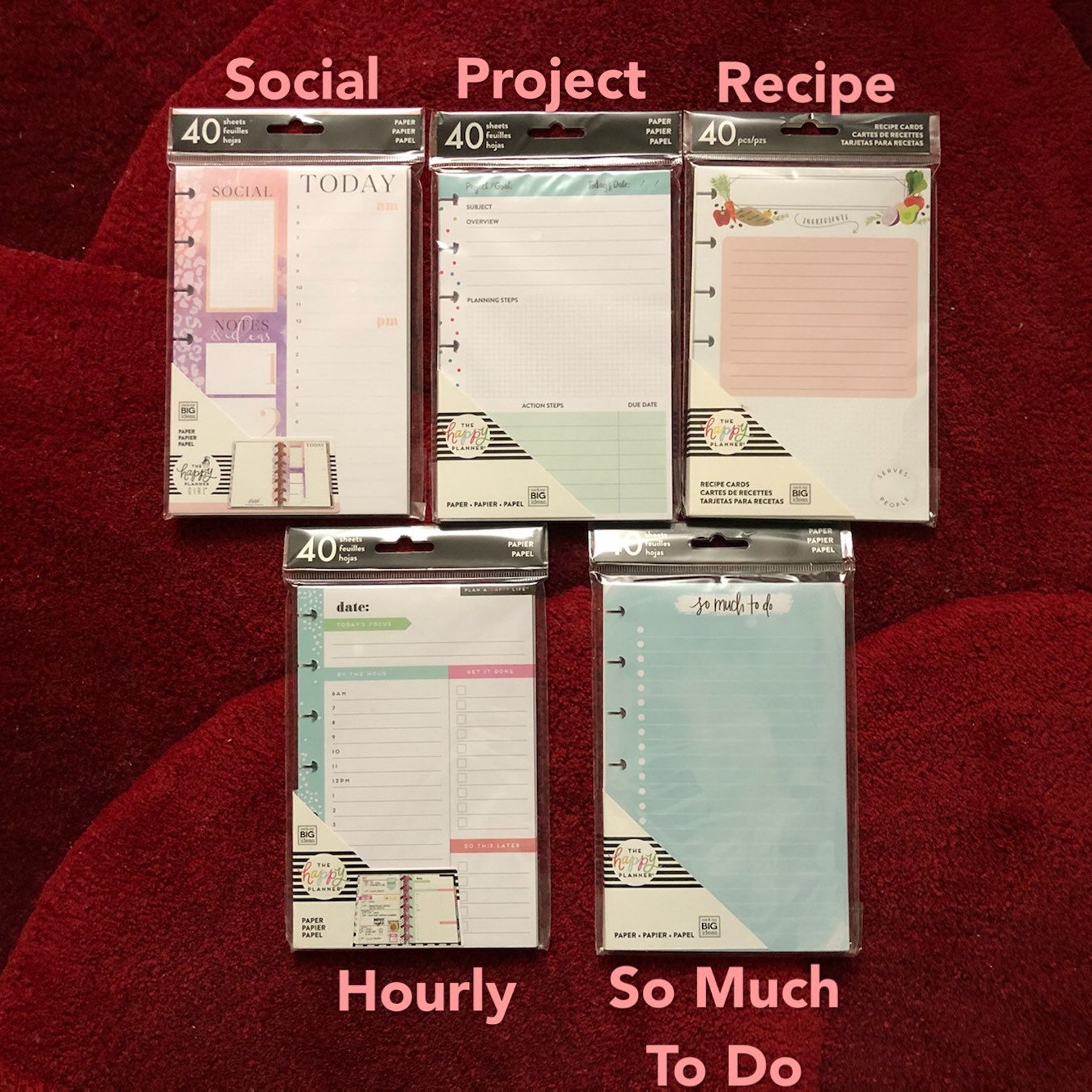 5 Options of 40pcs MINI Happy Planner Refill Pages Pack By Etsy