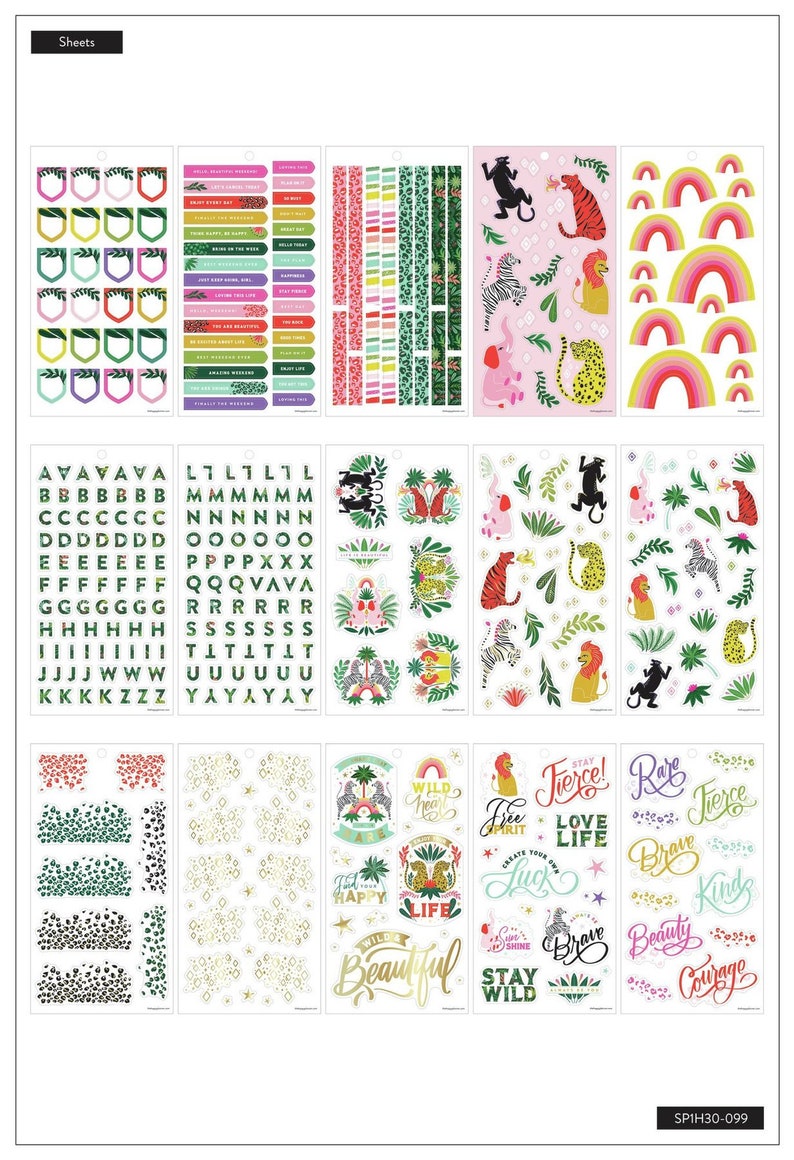 1095 Pets/603 Colorful Leopard/778 Jungle Vibes Happy Planner Value Stickers Books-30 Pages Functional Sticker Sheets-Animals Prints image 10