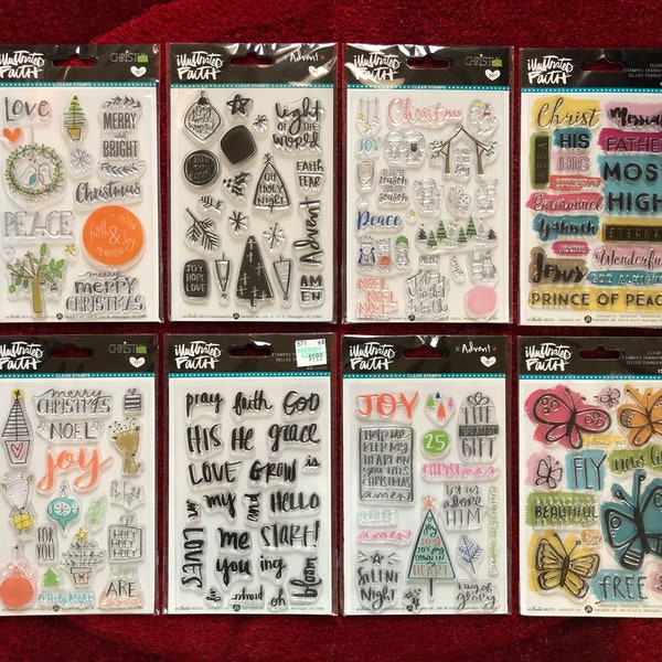 8 Options Of Clear Stamps Set by Illustrated Faith - Faith Planner Journaling stamps set/Christmas Winter Holiday stamps