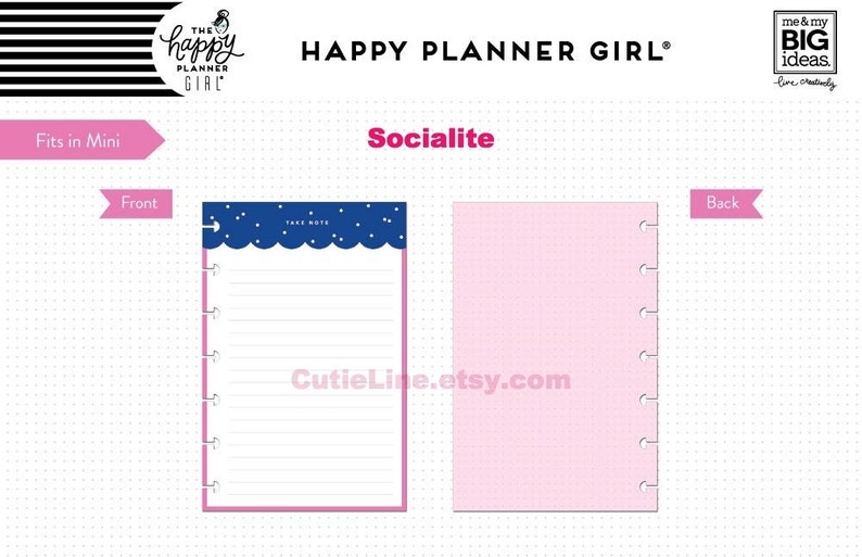 4 Options of MINI Planner Paper Pack by The Happy Planner Girl-Faith Warrior/Healthy Hero/Super Mom/Socialite-Mini Happy Planner Page Refill image 10