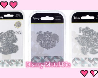 3 Options of Disney Metal Die Set-Beauty And The Beast/Love Peace & Joy Bauble Plaque/Vintage Mickey Mouse-Cardmaking Scene Die sets