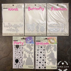 Conjunto de corte y relieve de Recollections - Troquel de fondo de tarjeta/Conjunto de mariposas/Plumas elegantes - Conjunto de carpetas y troqueles para hacer tarjetas
