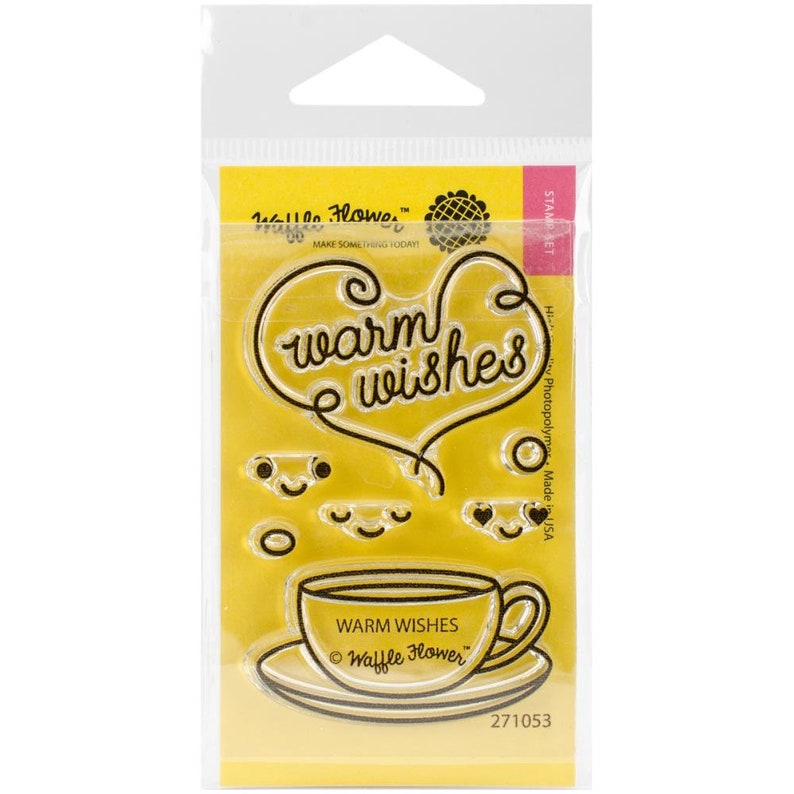 MINI Warm Wishes by Waffle Flower Clear Stamps 2X3 Coffee CupEmotional FacesPlanner Icon Stamps