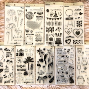 9 Options of Recollections Stamps sets-Flower/Road Trip/Celebrate/Sending Hearts/Lemons/Beach Fun/Wild and Free/Doggies/Cute Cats Your Choice of 2