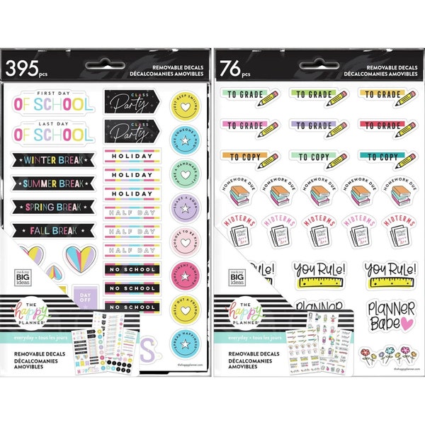 Removable Decals for Dry Erase Board by Happy Planner-Happy In Action/Stick Girl-Stay Organized with these Cute Icons for Planning