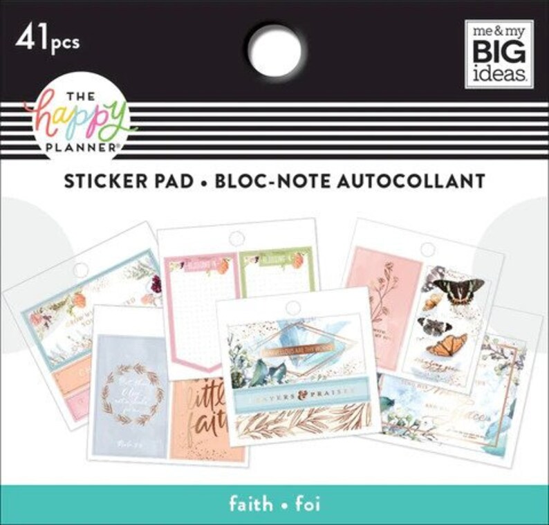 Tiny Sticker Pads by Happy Planner Budget 41pc/Productivity 31pc/Faith 41pc/Colorful Boxes 34pc 3 1/2 x 3 3/8-Budget Planning/Daily Work Faith - 41pc