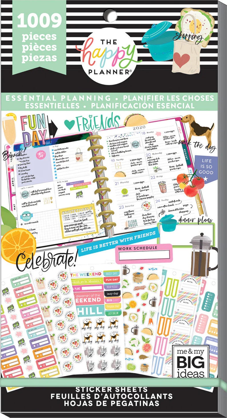 Happy Planner Stickers Pack 1009 Essential Planning/ 1508 Tiny Icons/1220 Caregiver Daily Functional Planning Stickers 1009 Essential