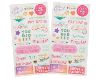 Clearance Clear Phrase Stickers by Recollections - Warm & Cool - 81pc/pz - Motivational Words/Sparkle Titles