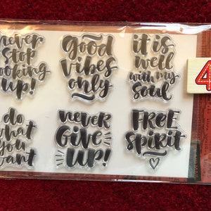 6 Options of Clear Stamps Set by MOODTAPE 11 x 16cm Morning Coffee/Spirit/Quotes/Anima Shadows/Road Signs/Mushroom 4