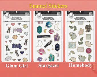 Happy Planner Glossy Enamel Stickers - 3 Options: Glam Girl / Stargazer / Homebody - Dimensional Enamel Stickers