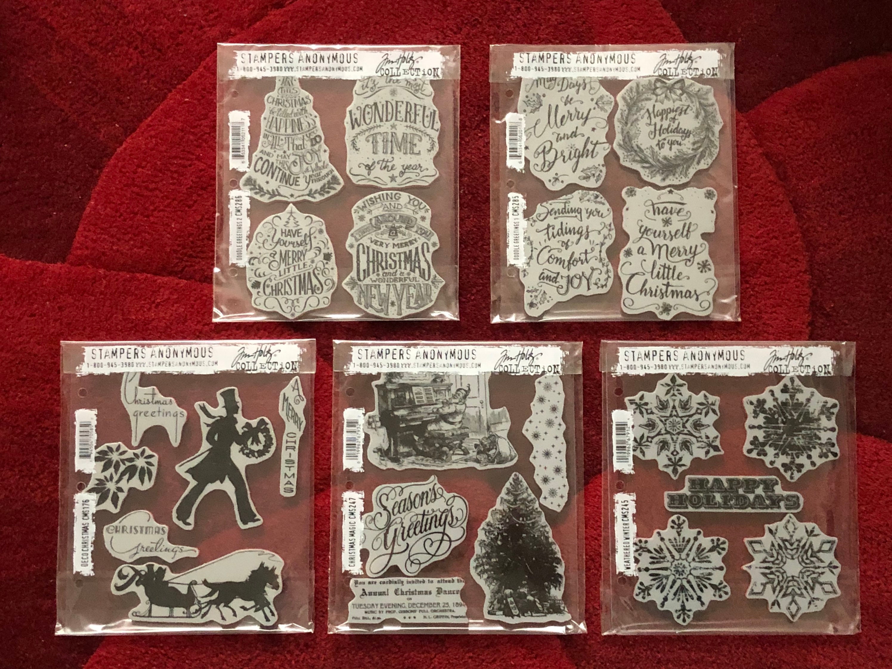 Tim Holtz Stampers Anonymous Christmas DOODLE GREETINGS 1, 2, MINI