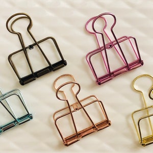 6 Colors of Planner Clips Hollow Binder Clips-Office/Binder/Decorative Clip-Rose Gold,Black,Gold,Turquoise,Hot Pink,Antique Blass-3 Size image 1