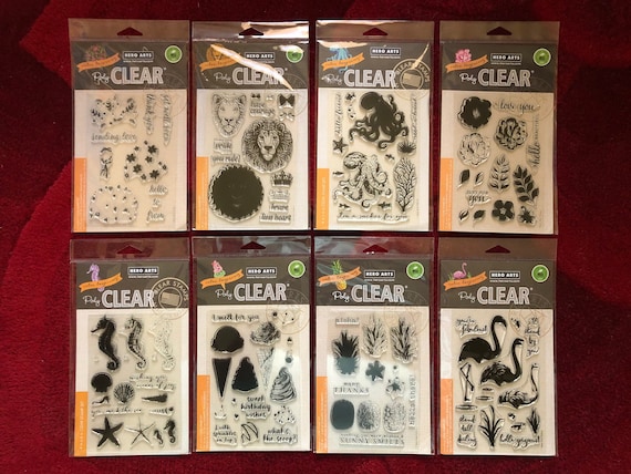 8 Options of Hero Arts Color Layering Clear Stamps sets - 5”x8.5”-Bouquet/Brave Lion/Octopus/Flowers/Seahorse/Ice Cream/Pineapple/Flamingo