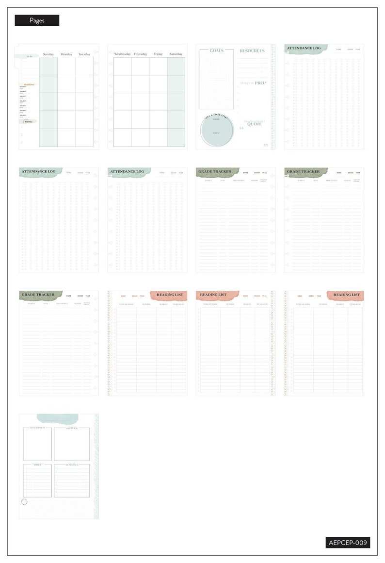 Happy Planner Extension Pack Homeschool Calendar Etsy