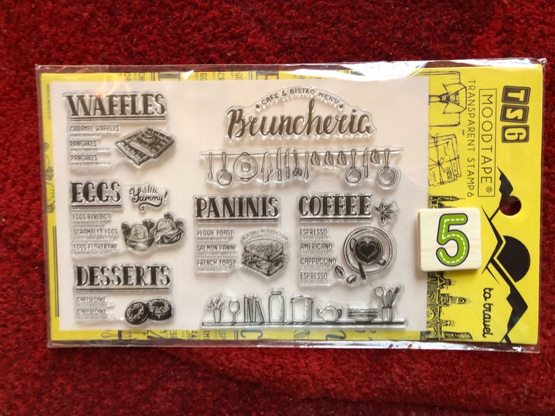 7 Options of Clear Stamps Set by MOODTAPE 11 x 16cm Cafe Menu/Morning Coffee/Art Painting/Butterflies/Seafood/Brunch Stamps image 6