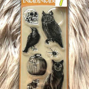 7 Options of Inkadinkado Stamps sets-4x9Thank You Word/Faith/Halloween 7-Creatures of Night