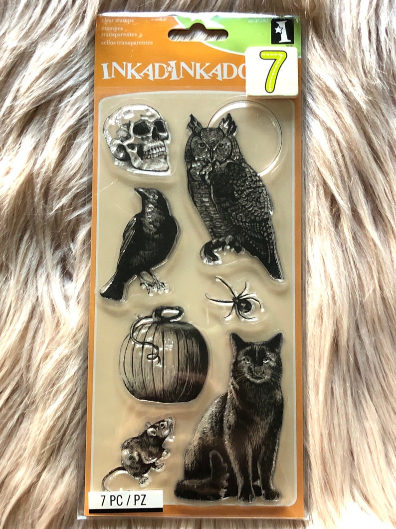 7 Options of Inkadinkado Stamps sets-4x9Thank You Word/Faith/Halloween 7-Creatures of Night