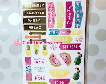 Summer Plan Stickers by Recollections - 290pc/pack - Daily Work Icons/Gold Foiled/Beach Theme Plan