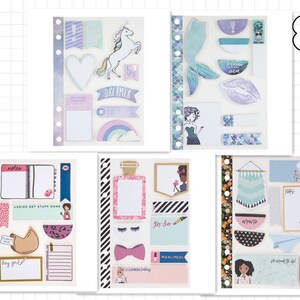 5 opciones de blocs de notas adhesivos de Paper Studio - Unicornio/Sirena/Hey Girl/Be Glamorous/Mucho que hacer - Planificador de notas adhesivas