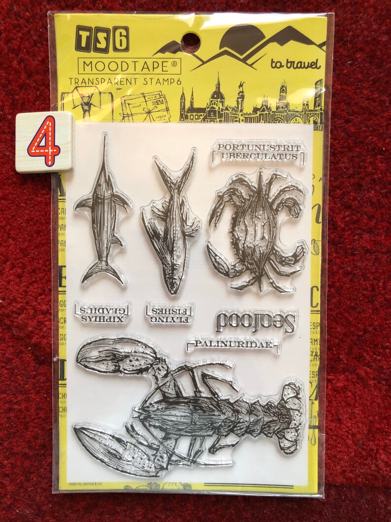 7 Options of Clear Stamps Set by MOODTAPE 11 x 16cm Cafe Menu/Morning Coffee/Art Painting/Butterflies/Seafood/Brunch Stamps image 5