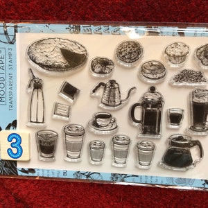 7 Options of Clear Stamps Set by MOODTAPE 11 x 16cm Cafe Menu/Morning Coffee/Art Painting/Butterflies/Seafood/Brunch Stamps image 4