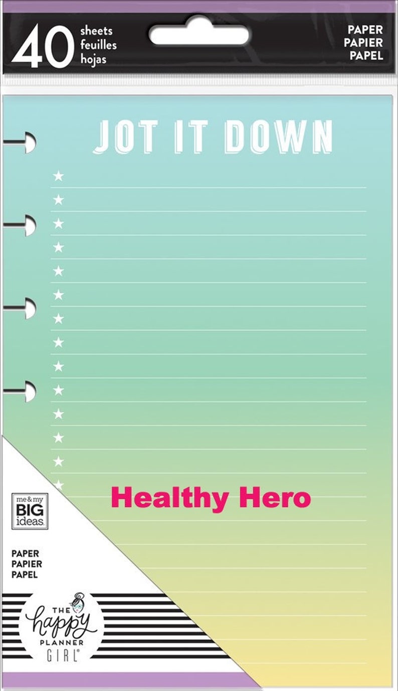 4 Options of MINI Planner Paper Pack by The Happy Planner Girl-Faith Warrior/Healthy Hero/Super Mom/Socialite-Mini Happy Planner Page Refill Healthy Hero