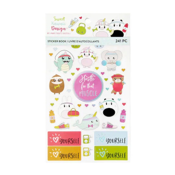 241pc/pkg Fitness Sticker Book By Sweet Kawaii Design Craft Smith -Cute Planner Stickers/Cute Coffee and Donuts