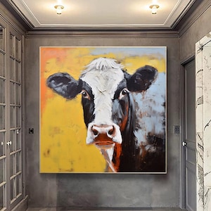 Abstract original cow artwork,cow painting on canvas,extra large abstract art,oversized textured painting,animal art,large canvas wall art
