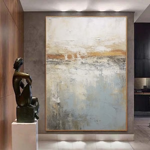 Pintura abstrata texturizada grande verde ouro pintura a óleo original em tela sala de estar arte de parede personalizada arte de parede decoração de casa arte de parede extravagante