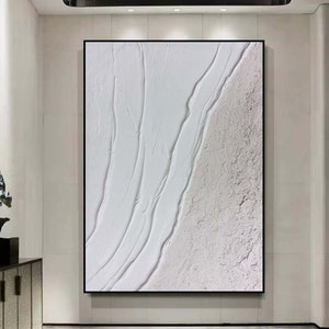 Seawaves Painting,Large White 3D Textured Paintings, Abstract White Painting, White Acrylic Paintings, Minimalist Abstract Wall Art for Home