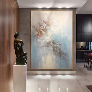 Abstrakte Malerei Blau Gold Original Ölgemälde Auf Leinwand Minimalist Wohnzimmer Wand Kunst Benutzerdefinierte Wand Kunst Phantasie Wohnkultur