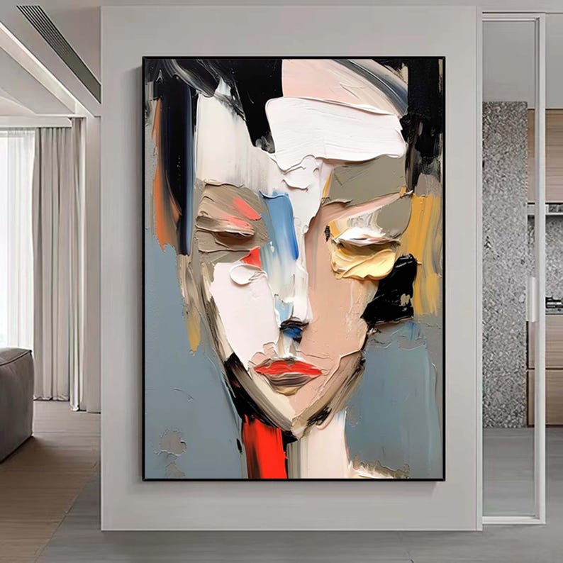 Large Abstract Lady Painting Faceless Portrait Painting Woman Face ...