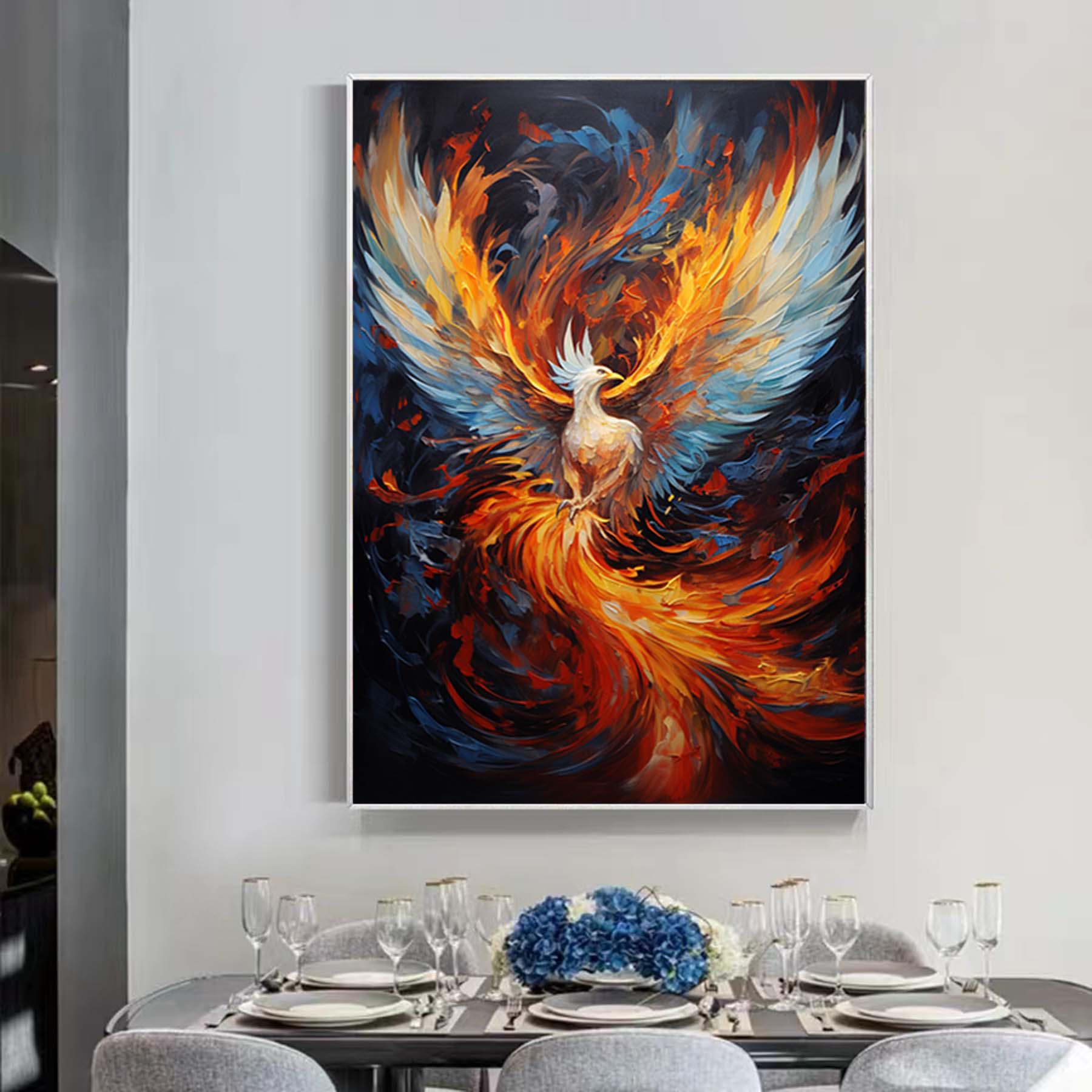 絵画「Fênix」 Oversized Abstract Phoenix Painting,large Bird Painting,palette