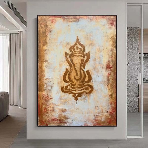 Abstract Ganesha Art Painting Extra Large Wall Art Abstract Gold Wall Art Canvas Art Original Artwork Canvas Wall Painting For Living Room