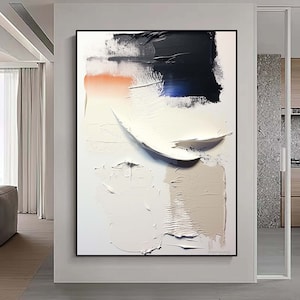Abstract black and white wall art,minimalist extra wall art,Palette knife  oil painting,Original Oil painting ,ovesized decorative painting