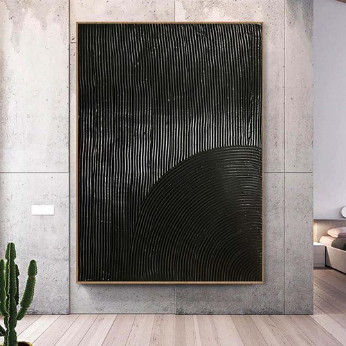 Pure Black Abstract Art Black 3D Textured Painting Black Wall - Etsy