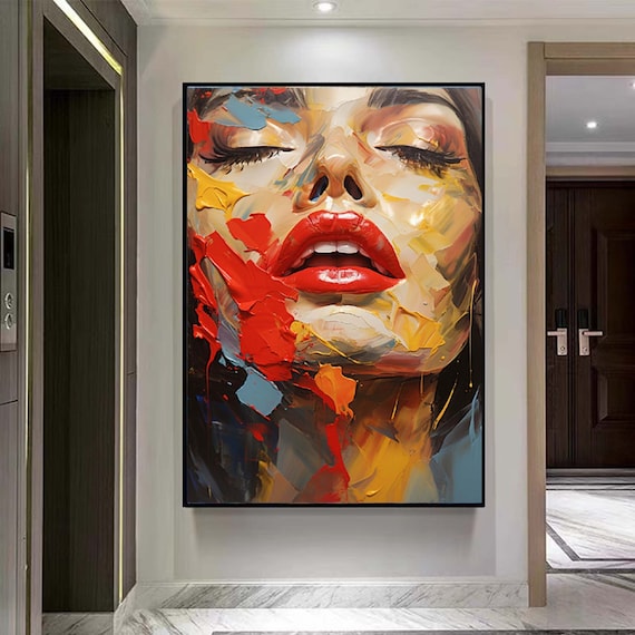 Modern Decorative Wall Art,abstract Woman Face Painting,palette