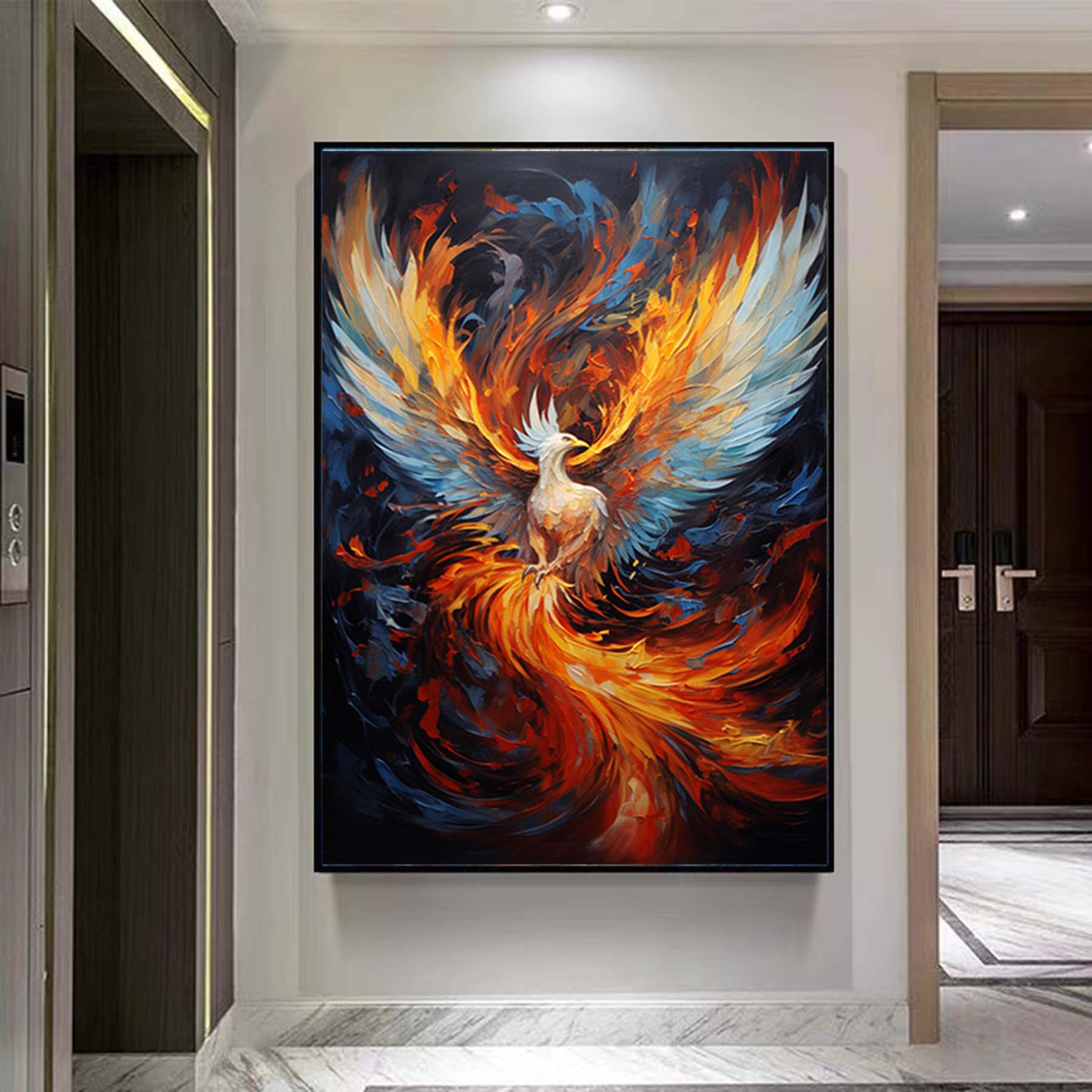 絵画「Fênix」 Oversized Abstract Phoenix Painting,large Bird Painting,palette