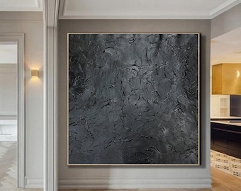 Pure black art in huge sizes,large abstract painting,original modern black painting,abstract very black wall art,black abstract wall art