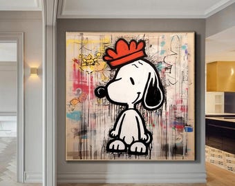Snoopy Wall Art street art decor Abstract Graffiti Painting Graffiti Art Snoopy graffiti art Modern street graffiti art Living room wall art