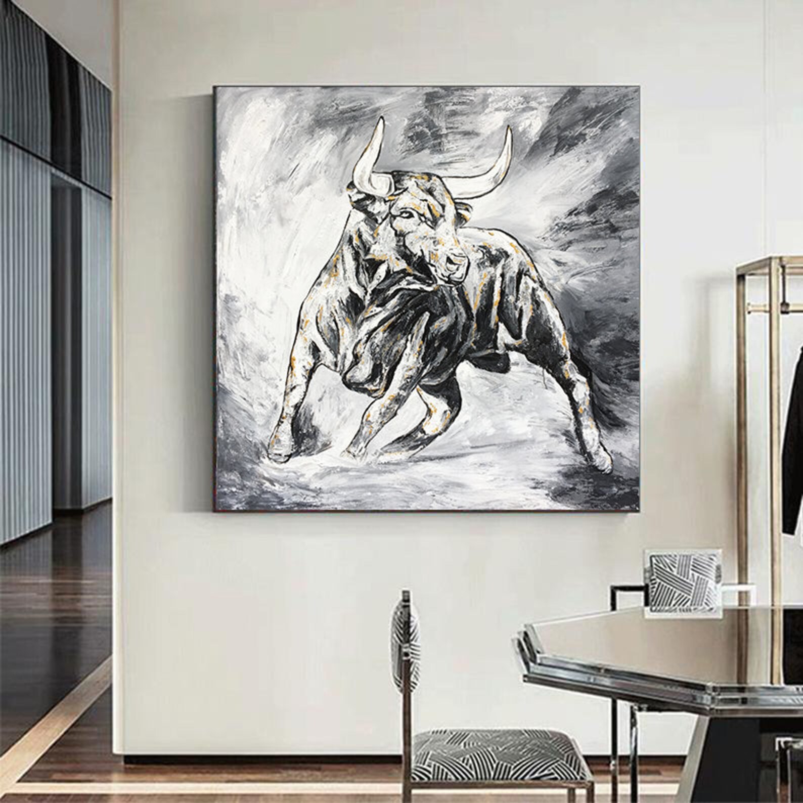 Extra Large Bull Wall Art Textured Abstract Painting on - Etsy