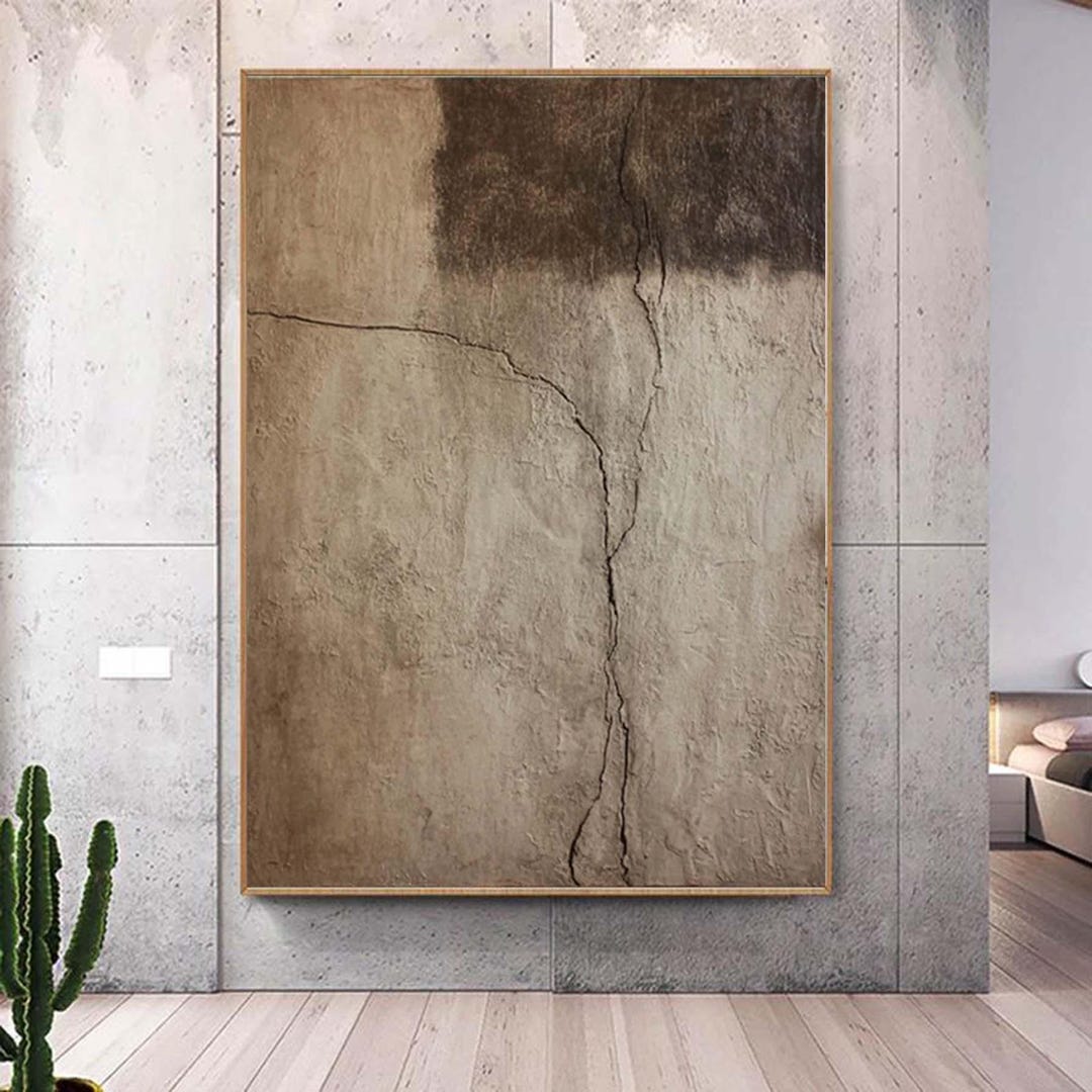 Super Large Brown Abstract Painting Beige Wabi Sabi Art on Canvas Brown ...