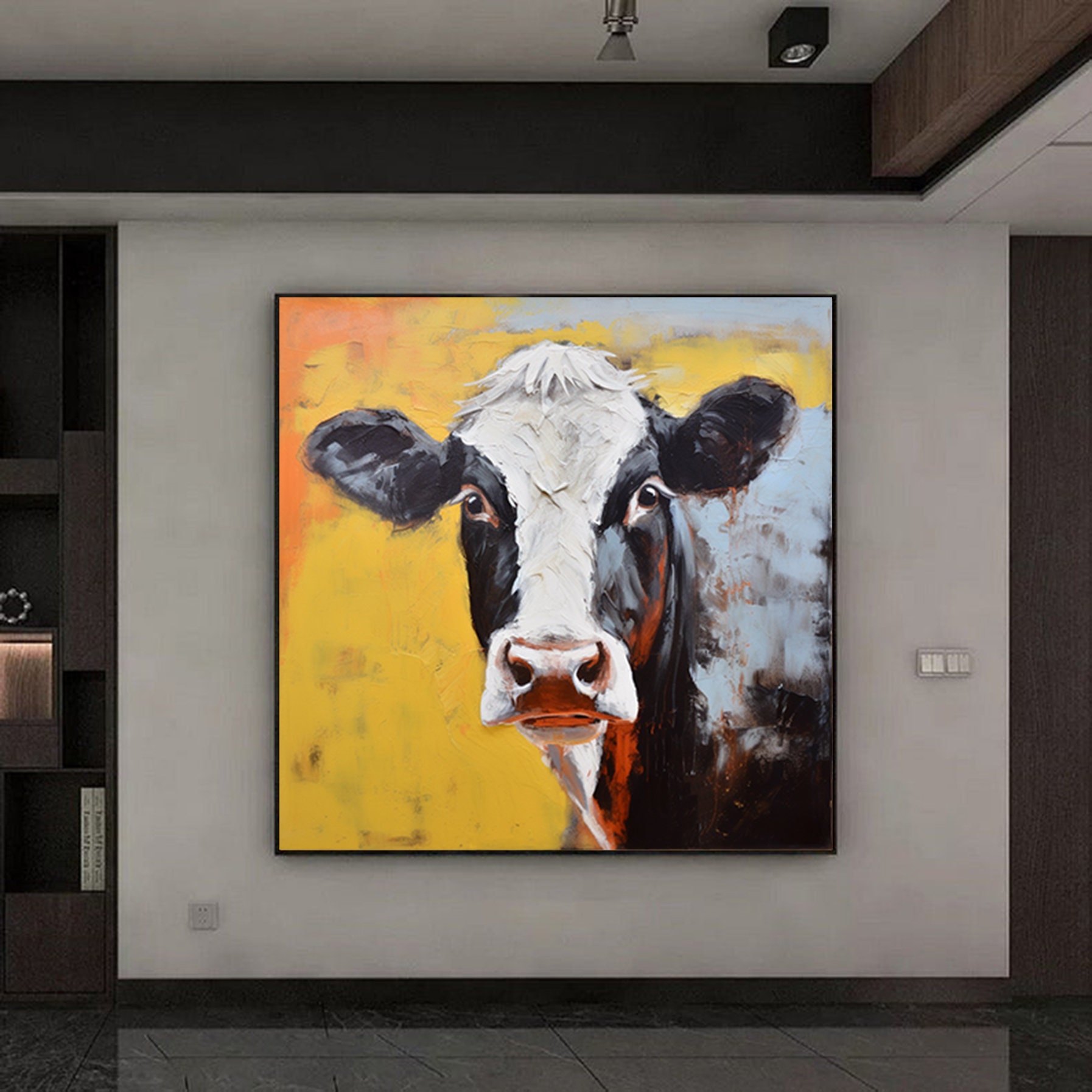 Abstract Original Cow Artwork,cow Painting on Canvas,extra Large ...