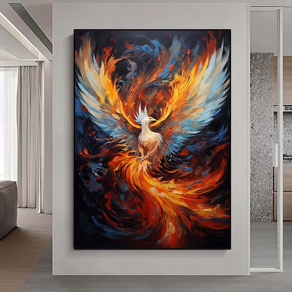 絵画「Fênix」 Oversized Abstract Phoenix Painting,large Bird Painting,palette