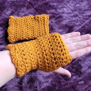 Crocheted Gold Wrist Warmers
