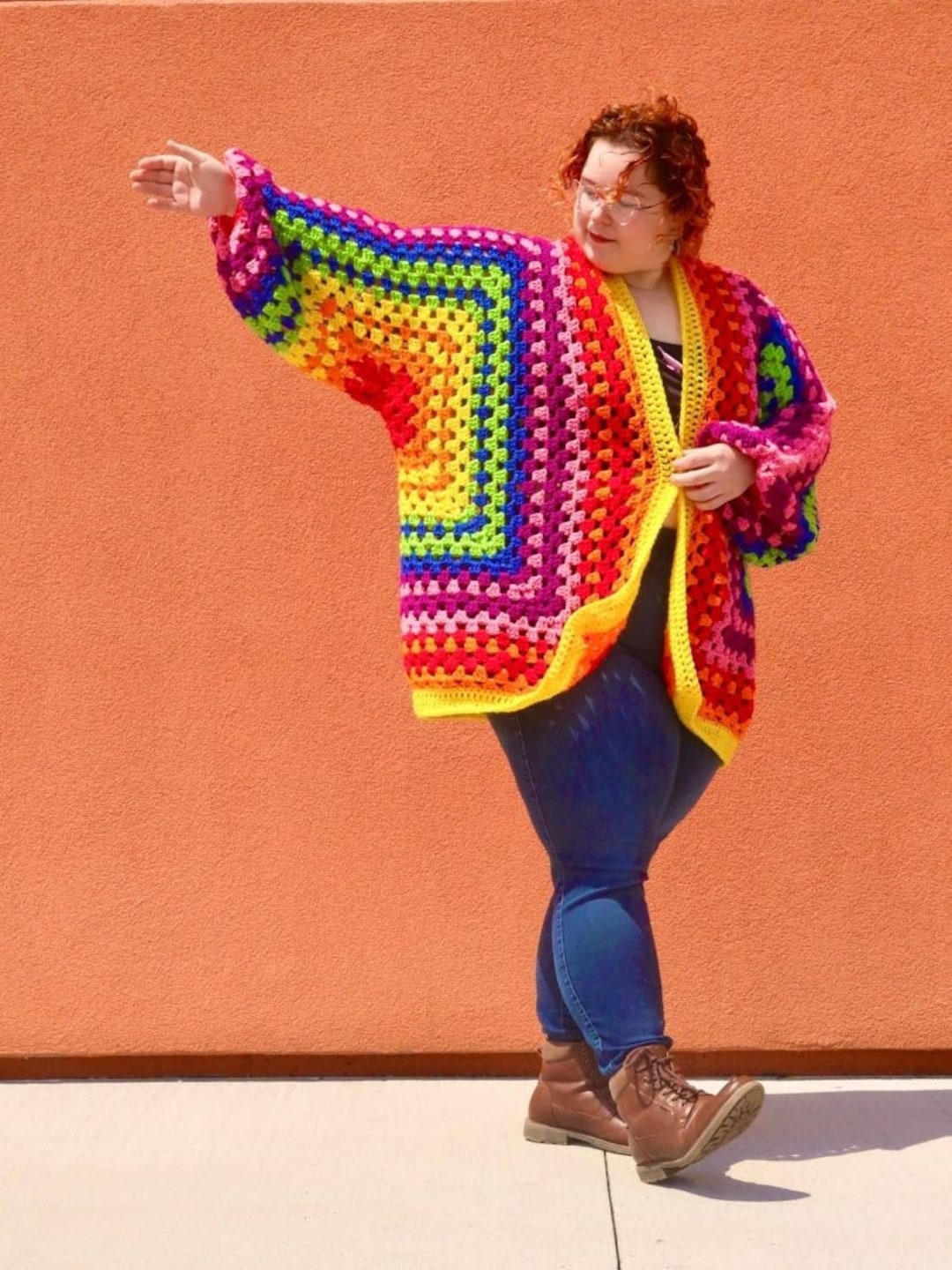 Rainbow Cardigan Oversized Plus size Etsy UK