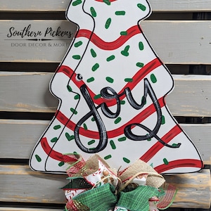 Christmas Door Hanger | Christmas Tree Cake Door Hanger | Little Debbie Christmas Tree Door Hanger | Christmas Tree Joy | Christmas Cake