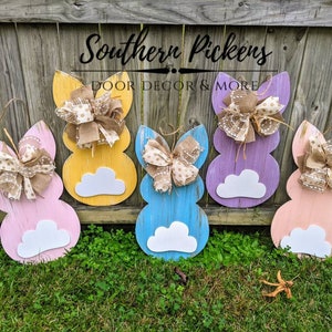 Spring Bunny Silhouette Door Hanger, Distressed Bunny Door Hanger, Easter Bunny Door Hanger, Pastel Bunny Door Hanger