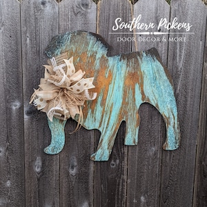 Türschild Bulldogge | Rostige Bulldogge | Patina Bulldogge | Rustikale Bulldogge | Bulldogge Maskottchen Türschild | Bulldogge Zeichen | Bulldogge Türkranz