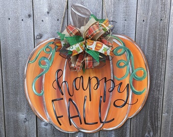 Deurhanger pompoen | Happy Fall-deurhanger | Deurhanger pompoen herfst | Halloween-deurhanger | Happy Fall-pompoen